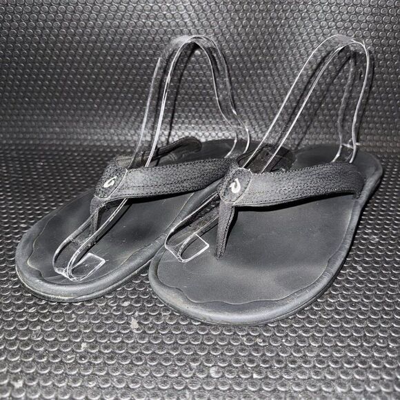 Olukai Ohana Black Comfort Summer Thong Flip Flop Sandals Women’s Size 9 - Picture 1 of 8